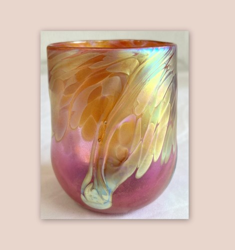 Pink iridescent drinking - drinking, glass